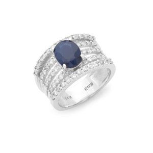 Effy white gold blue sapphire and diamond ring